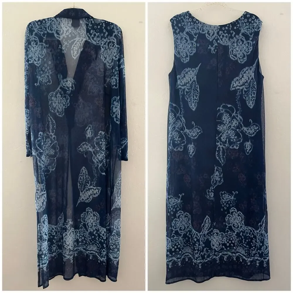 Vintage Rabbit Rabbit Rabbit Designs 2-Piece Dress Set Size 16W Maxi Modest USA
